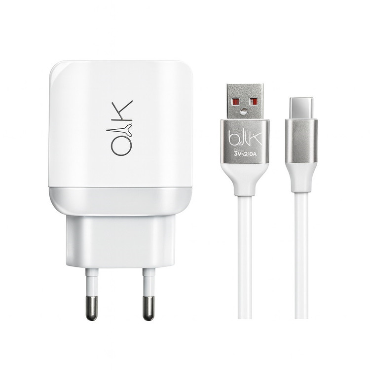 شارژ فست OAK مدل CH1001 QC3.0 3A 18W با کابل Type-C