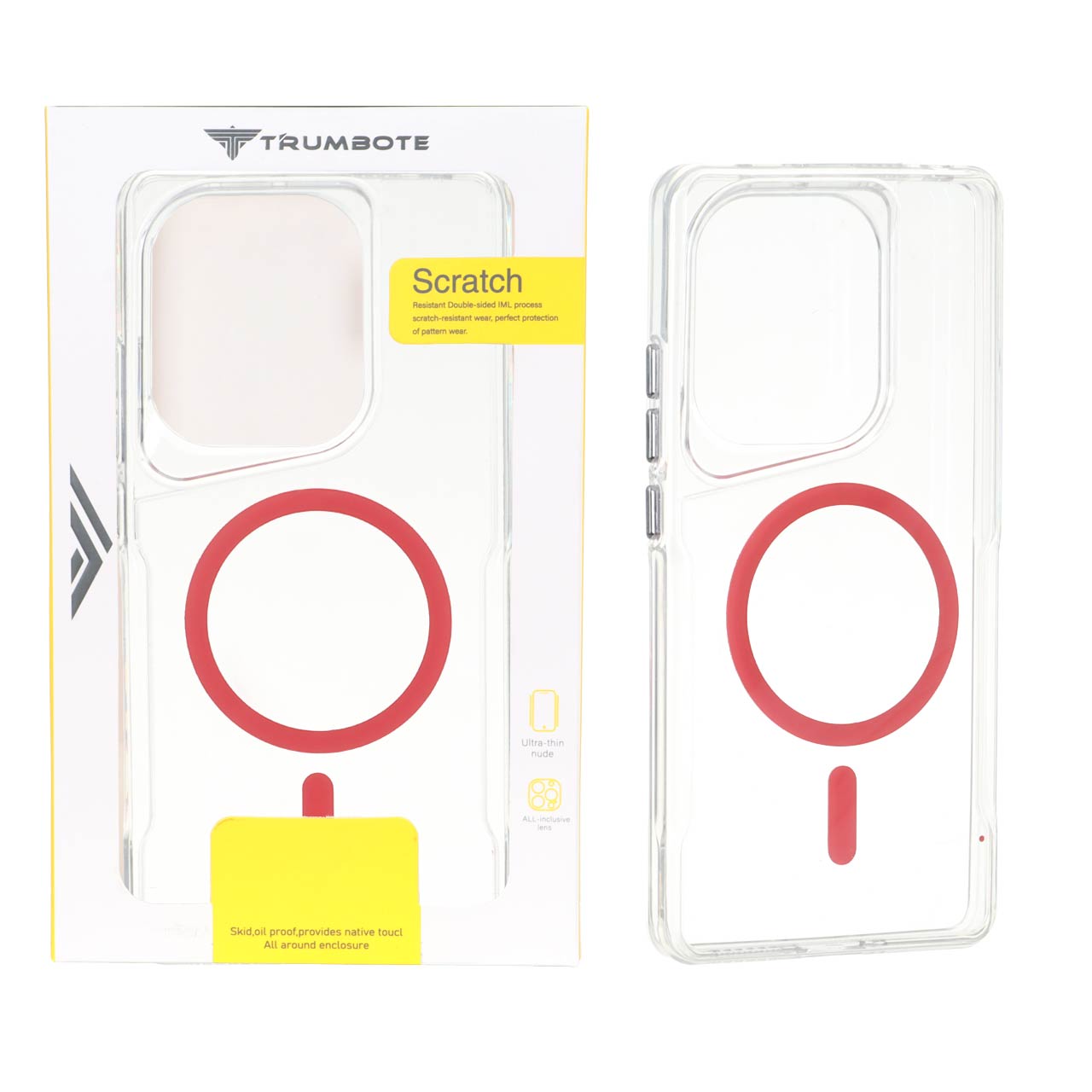 قاب Trumbote NewZone شفاف MagSafe مدل Xiaomi Redmi Note 14S / Note 13 Pro 4G / Poco M6 Pro 4G - قرمز (پک دار)