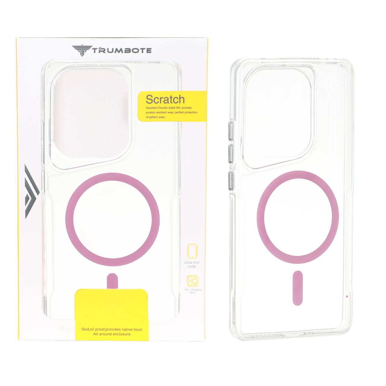 قاب Trumbote NewZone شفاف MagSafe مدل Xiaomi Redmi Note 14S / Note 13 Pro 4G / Poco M6 Pro 4G - صورتی (پک دار)