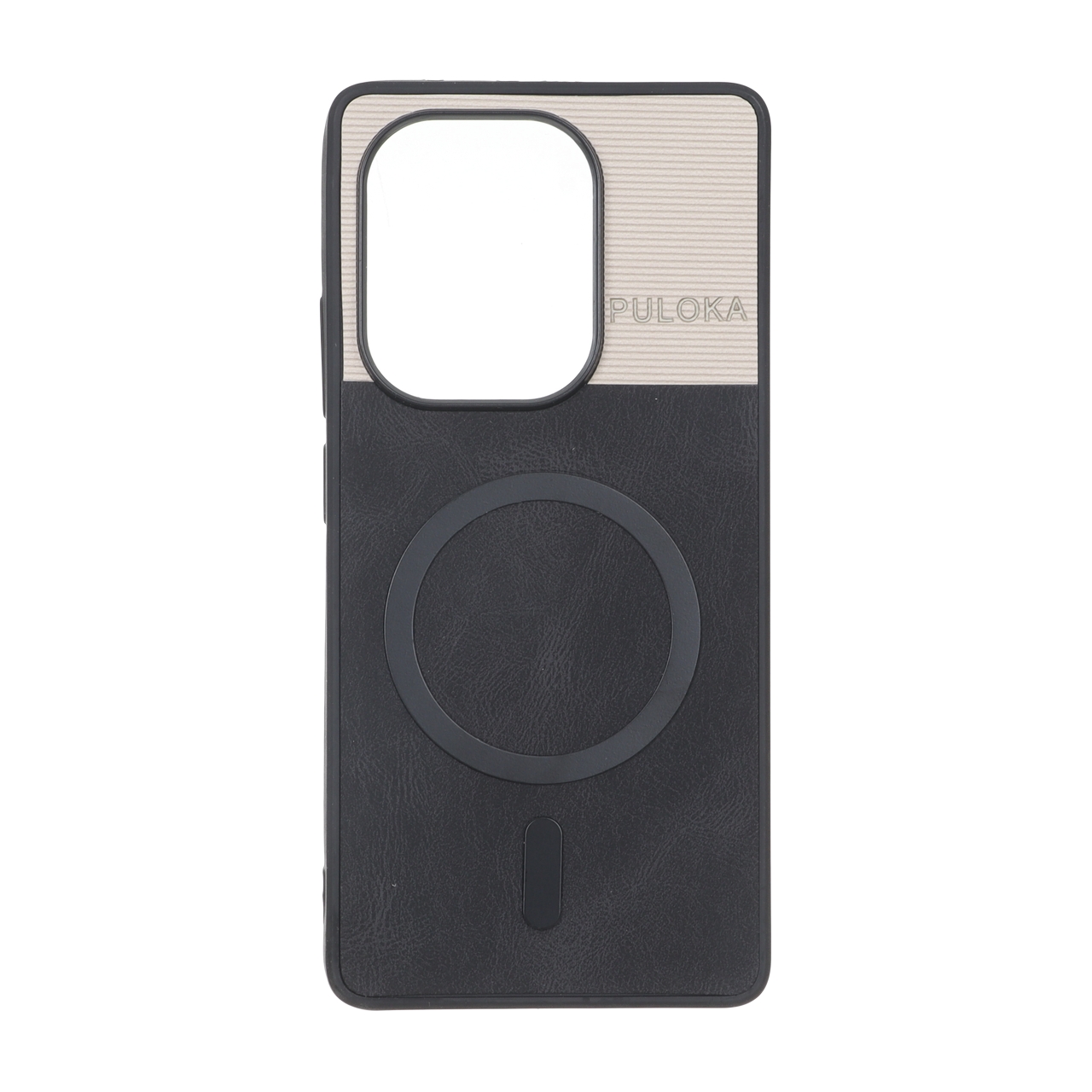 قاب Puloka دو تکه طرح چرم و کبریتی Magnet فلزی Xiaomi Redmi Note 14S / Note 13 Pro 4G / Poco M6 Pro 4G - مشکی
