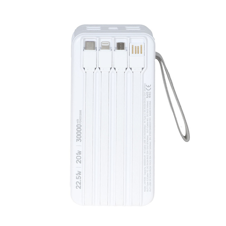 پاوربانک PD و فست شارژ Liami 30000Ah مدل LM7030 22.5W - سفید