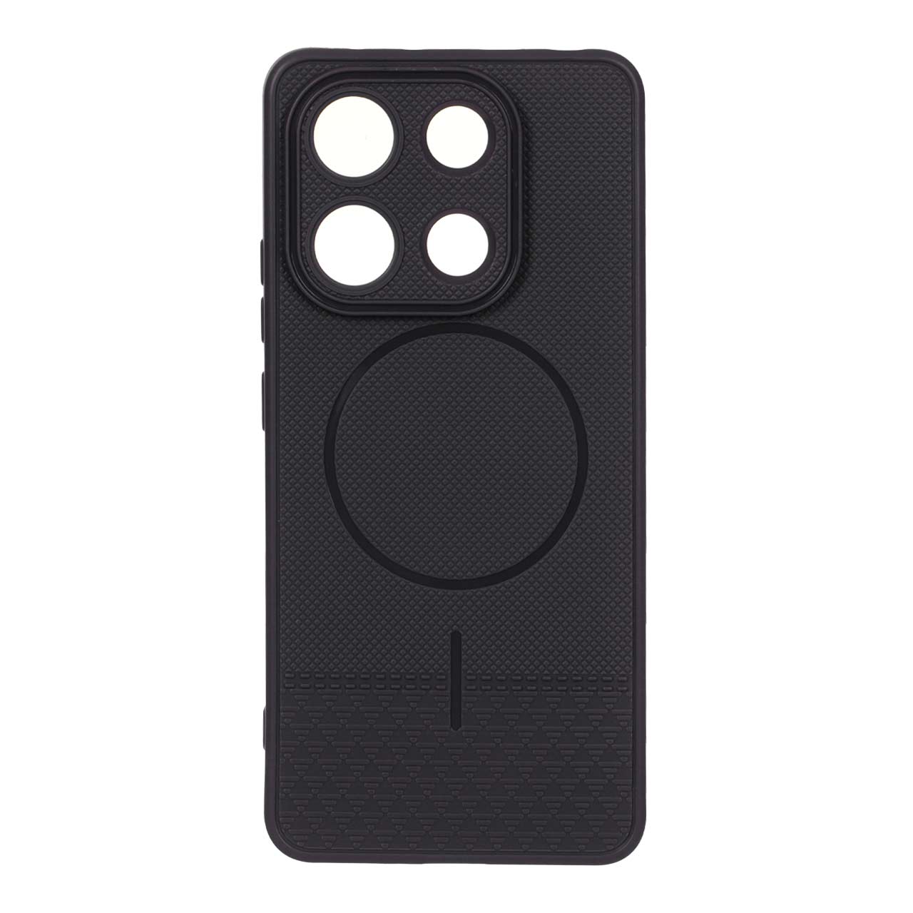 قاب شطرنجی طرح مگ سیف محافظ لنزدار Xiaomi Redmi Note 13 4G - مشکی